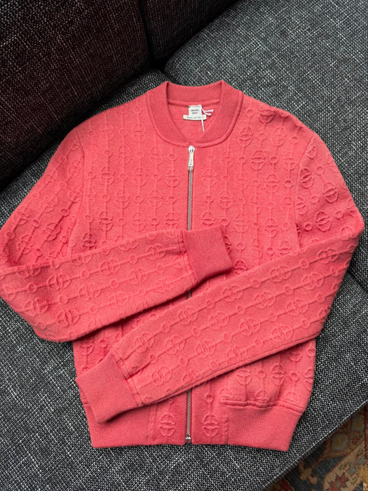 Hermes "Torsades Cliquetis Unies" Zipped Jacket in Rose Boise Size 36