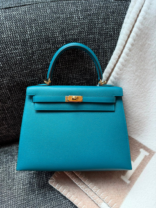 Hermes Kelly 25 Sellier in Vert Bosphere Epsom Ghw (Brand New)