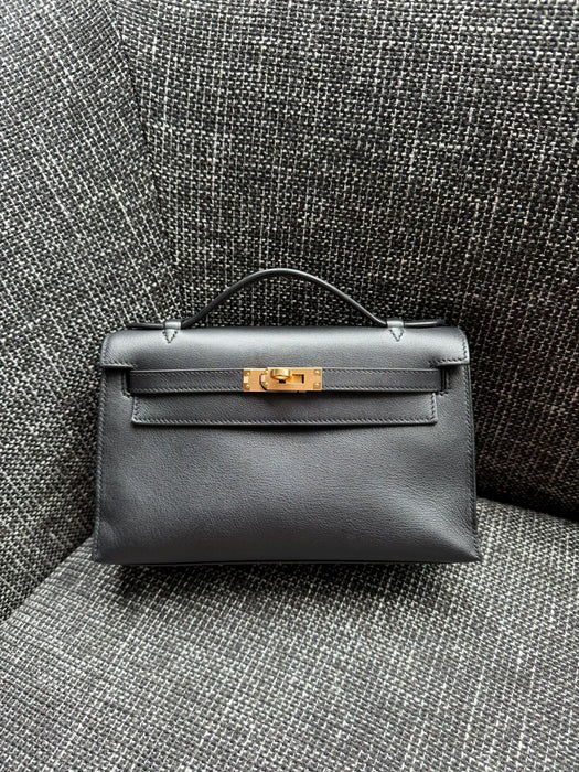 Hermes Kelly Pochette in Black Swift Ghw (Brand New)