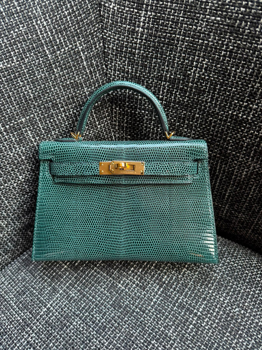 Hermes Kelly 20 in Vert Cypress Lizard Ghw (Brand New)