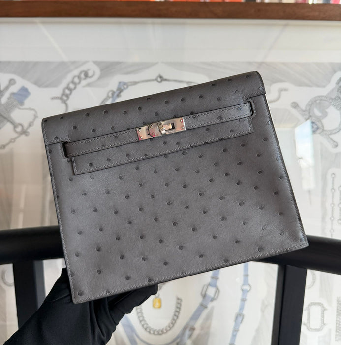Hermes Kelly Danse in Gris Meyer Ostrich Phw (Brand New)