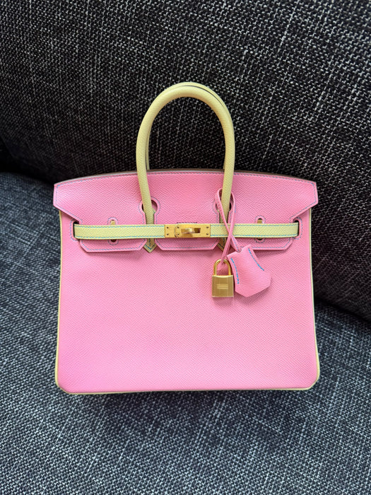 Hermes Birkin 25 Retourne HSS in Rose Confetti Epsom x Jaune Poussin Bghw