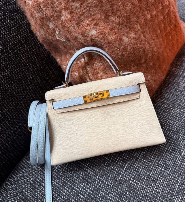Hermes Kelly 20 HSS in Nata x Blue Brume Epsom Ghw