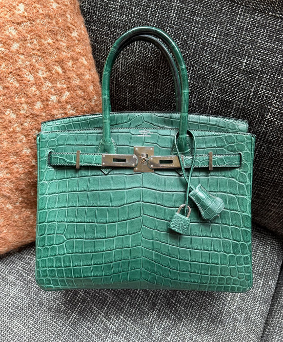 Hermes Birkin 30 in Vert Titien Matte Alligator Phw