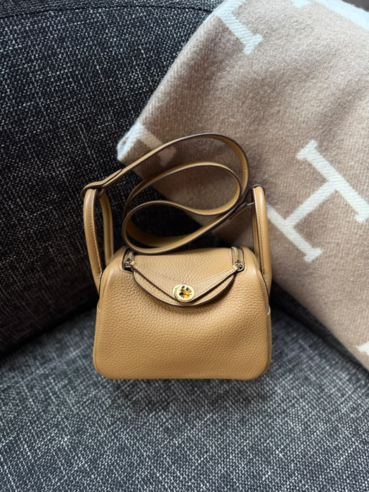 Hermes Mini Lindy in Biscuit Ghw