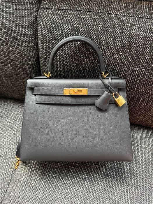 Hermes Kelly 28 Sellier in Black Epsom Ghw