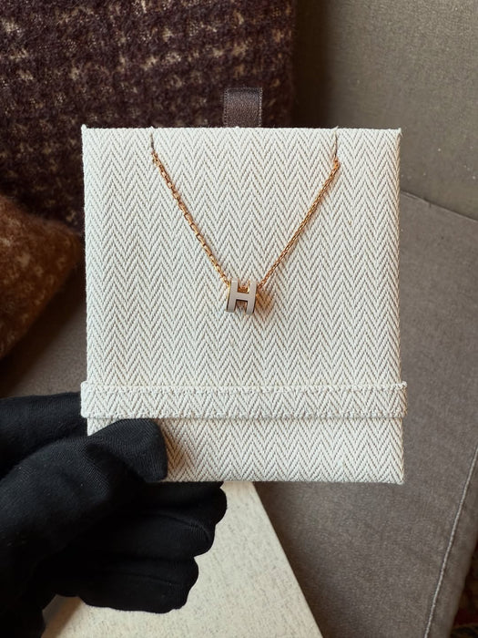 Hermes Mini Pop H Necklace in Marron Glacé Ghw (Brand New)