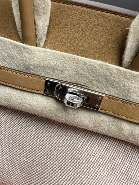 Hermes Birkin 25 in Biscuit Swift/Toile H Phw (Brand New)