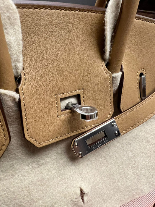 Hermes Birkin 25 in Biscuit Swift/Toile H Phw (Brand New)