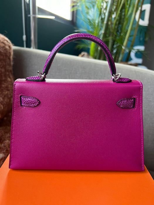 Hermes Kelly 20 Touch in Rose Pourpre Madame/Lizard Phw (Brand New)