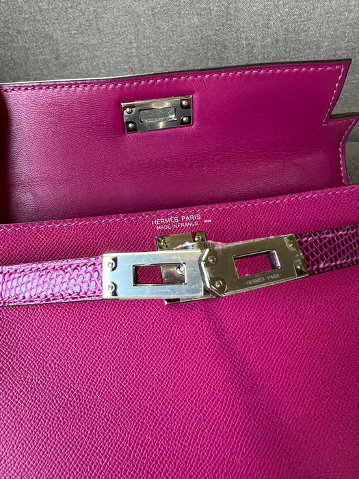 Hermes Kelly 20 Touch in Rose Pourpre Madame/Lizard Phw (Brand New)