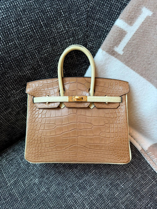 Hermes Birkin 25 HSS in Vanilla Matte Alligator Bghw