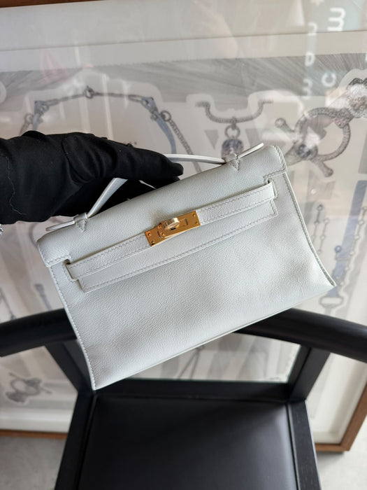 Hermes Kelly Pochette in Blanc Ghw