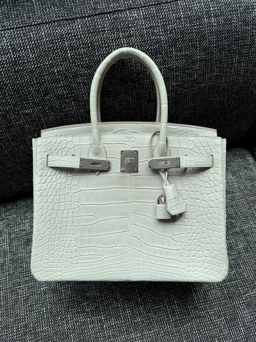 Hermes Birkin 30 in Gris Perle Matte Alligator Phw (Brand New)