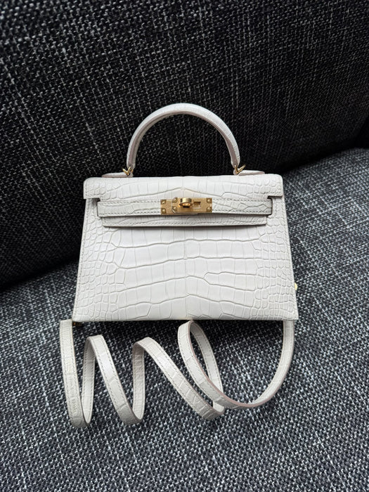 Hermes Kelly 20 in Beton Matte Alligator Ghw (Brand New)