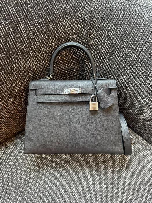 Hermes Kelly 25 in Black Epsom Phw (Brand New)