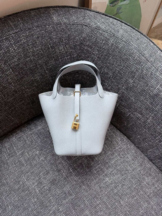 Hermes Picotin 18 Clemence in Gris Pantin Ghw (Brand New)