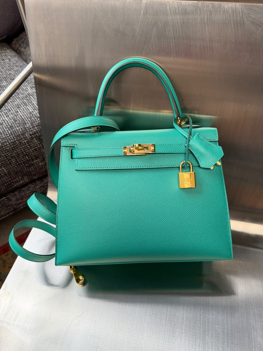 Hermes Kelly 25  in Vert Jade Ghw