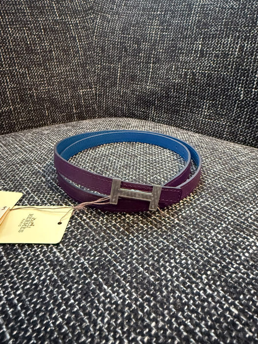 Hermes Focus Belt in Purple Blue, Size 75 (Brand New)