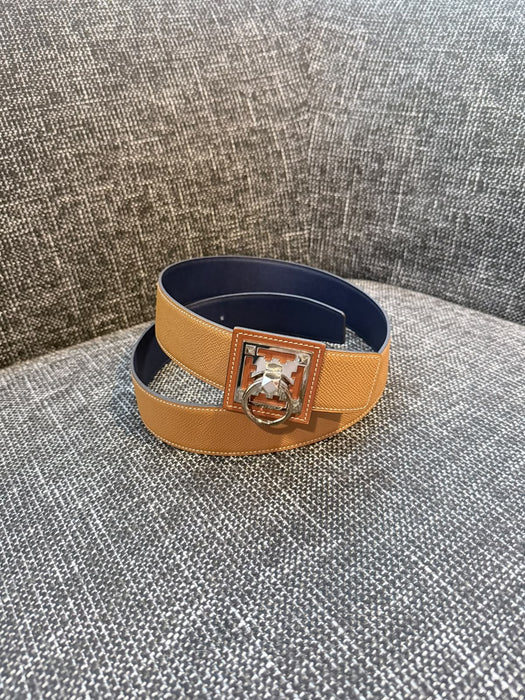 Hermes Collier de Chien CDC Belt in Epsom Swift Gold Black, Size 85 (Brand New)