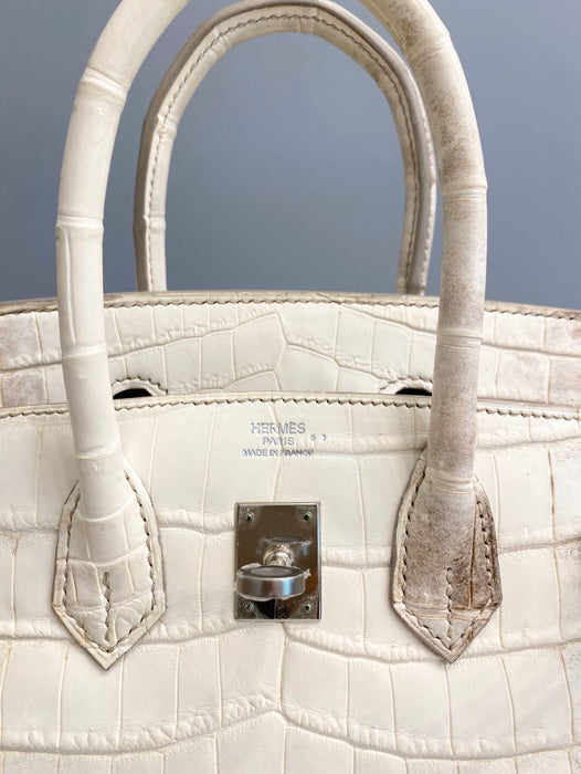 Hermes Birkin 25 in Himalaya Blanc Niloticus Phw