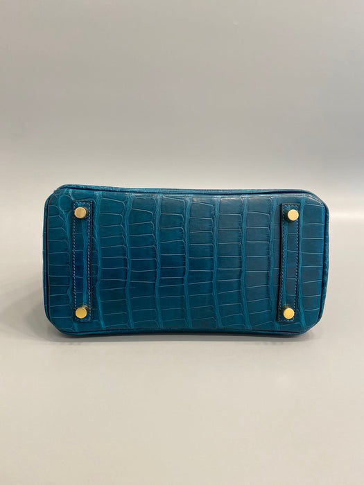 Hermes Birkin 25 in Blue Colvert Matte Alligator Ghw