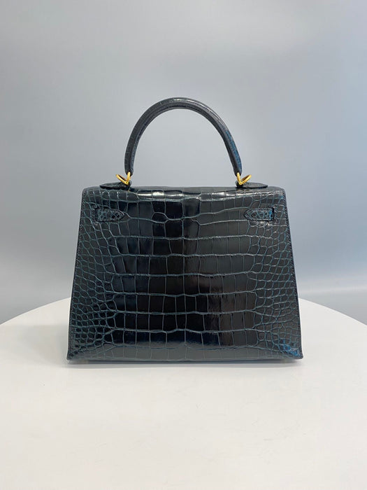 Hermes Kelly 25 in Vert Rousseau Shiny Alligator Ghw