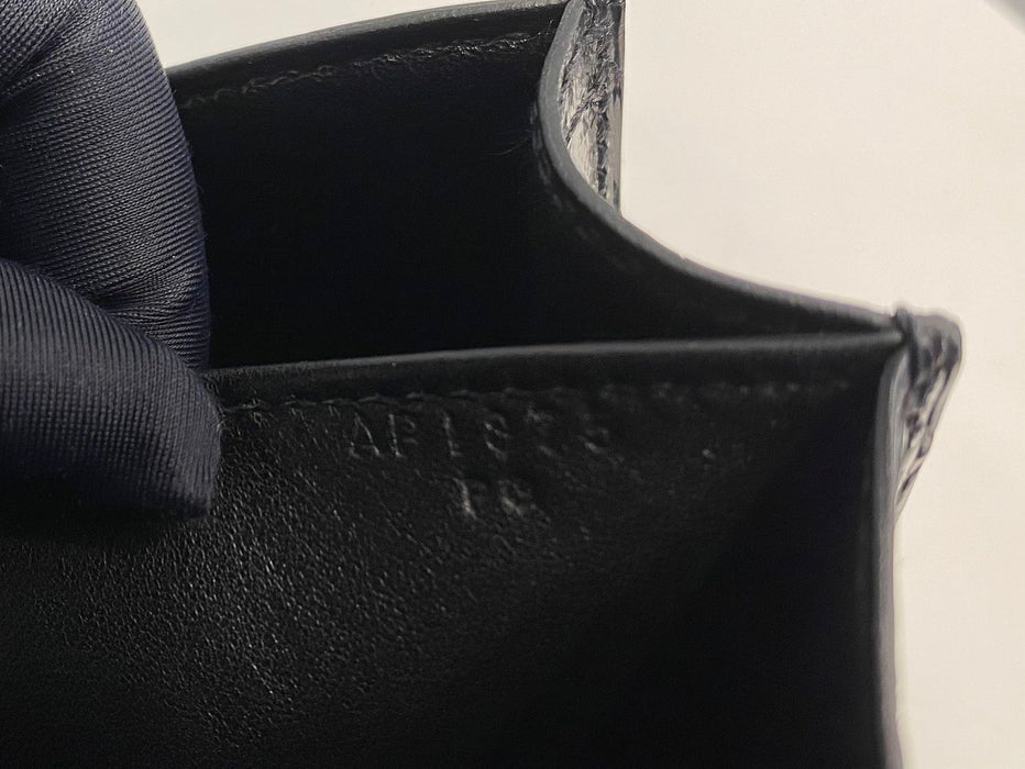 Hermes Constance 24 in Black Shiny Croc Ghw