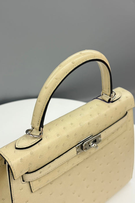 Hermes Kelly 25 Sellier in Parchemin Ostrich Phw