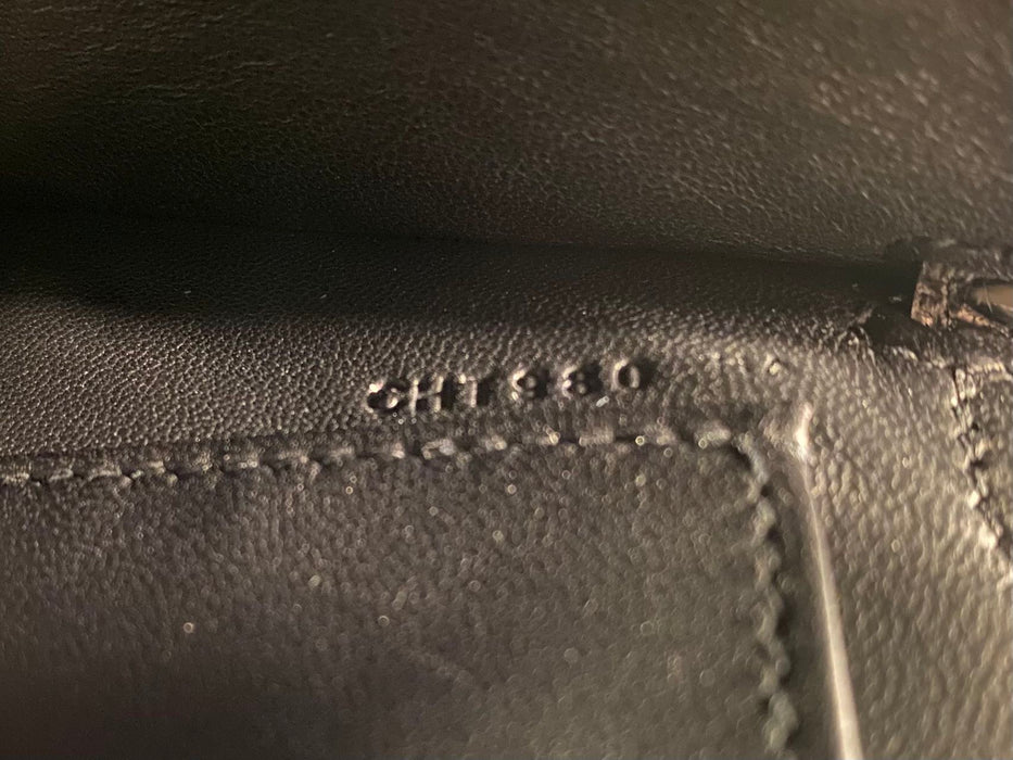 Hermes Kelly 20 in Black Shiny Alligator Ghw