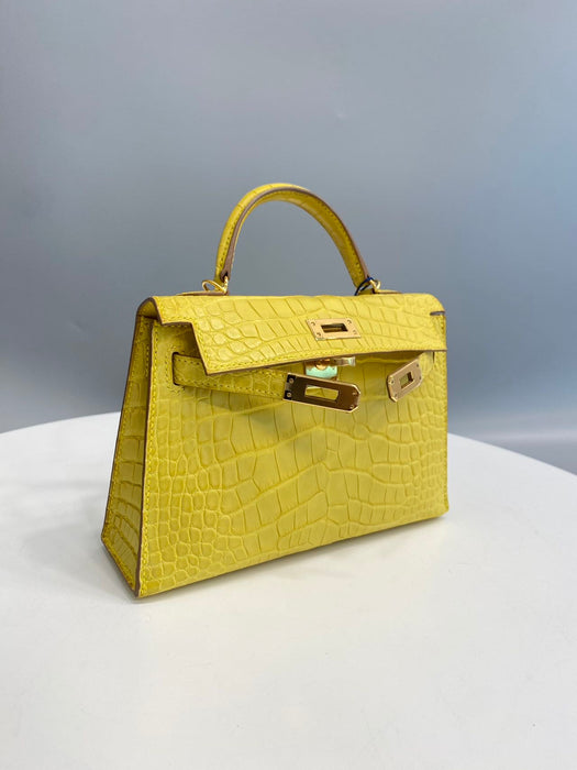 Hermes Kelly 20 in Mimosa Matte Alligator Ghw