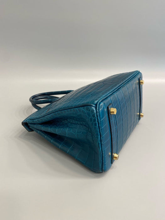 Hermes Birkin 25 in Blue Colvert Matte Alligator Ghw