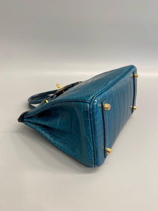 Hermes Birkin 25 in Blue Colvert Matte Alligator Ghw