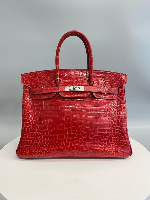 Hermes Birkin 35 in Braise Shiny Porosus Phw