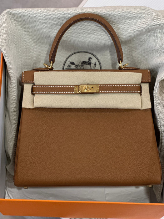 Hermes Kelly 25 Retourne Gold Togo Ghw (Brand New)