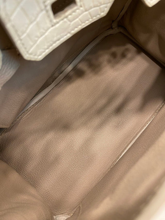 Hermes Birkin 25 in Himalaya Blanc Niloticus Phw