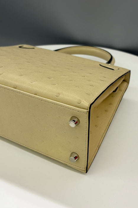 Hermes Kelly 25 Sellier in Parchemin Ostrich Phw