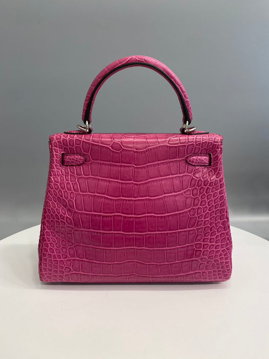 Hermes Kelly 25 in Rose Poupre Matte Alligator Phw