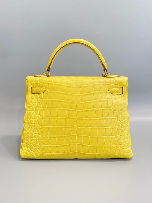 Hermes Kelly 32 in Mimosa Matte Alligator Ghw