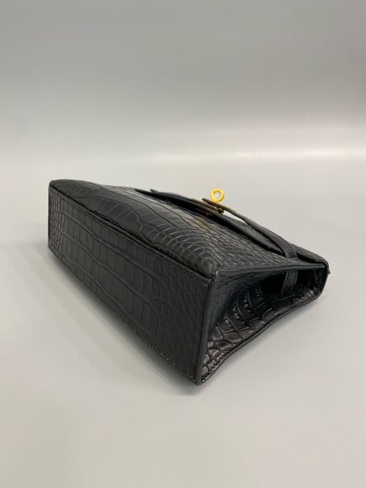 Hermes Kelly Pochette in Black Matte Alligator Ghw