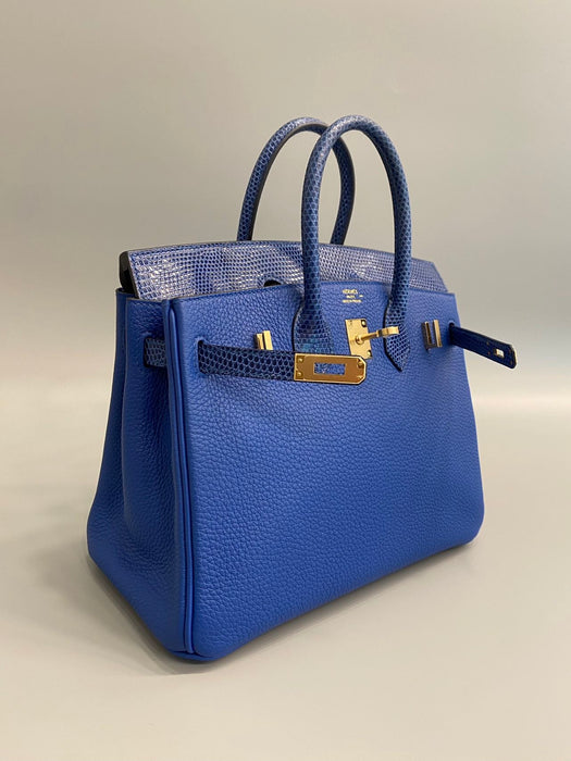 Hermes Birkin 25 Touch in Blue Sapphire Lizard / Blue France Togo Ghw