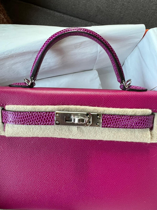 Hermes Kelly 20 Touch in Rose Pourpre Madame/Lizard Phw (Brand New)