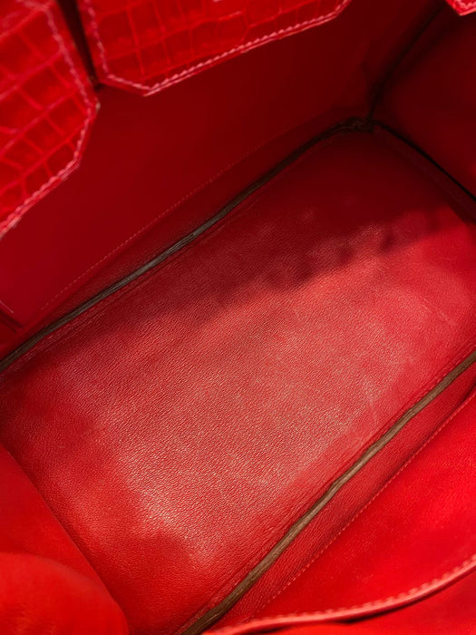 Hermes Birkin 35 in Braise Shiny Porosus Phw