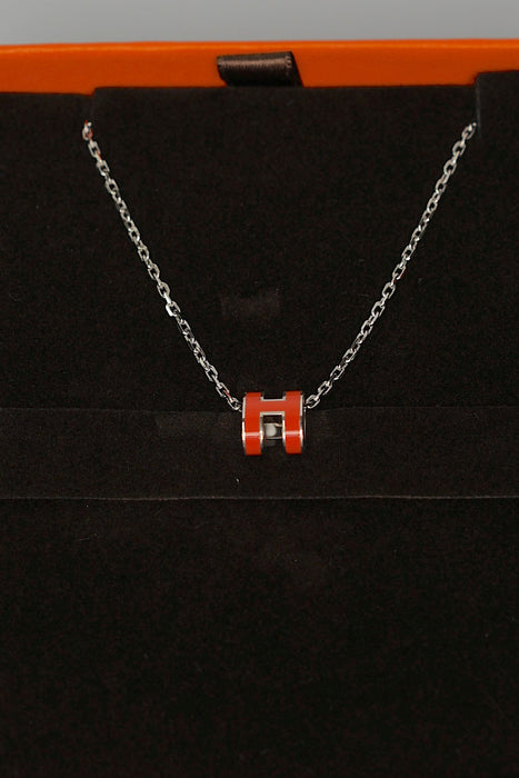 Hermes Mini Pop H Necklace in Poppy Orange Phw (Brand New)