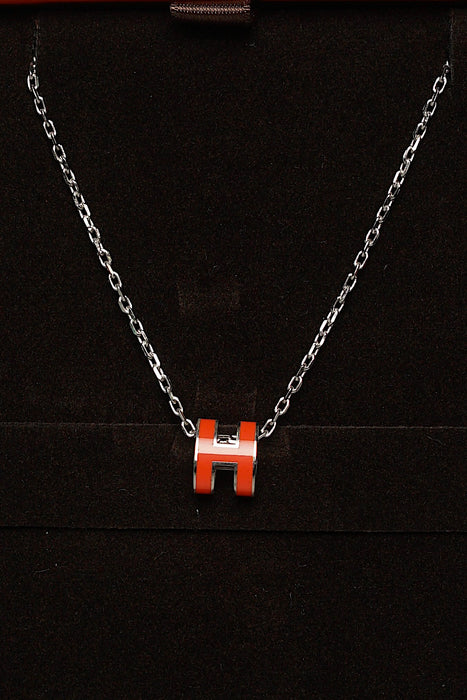 Hermes Mini Pop H Necklace in Poppy Orange Phw (Brand New)