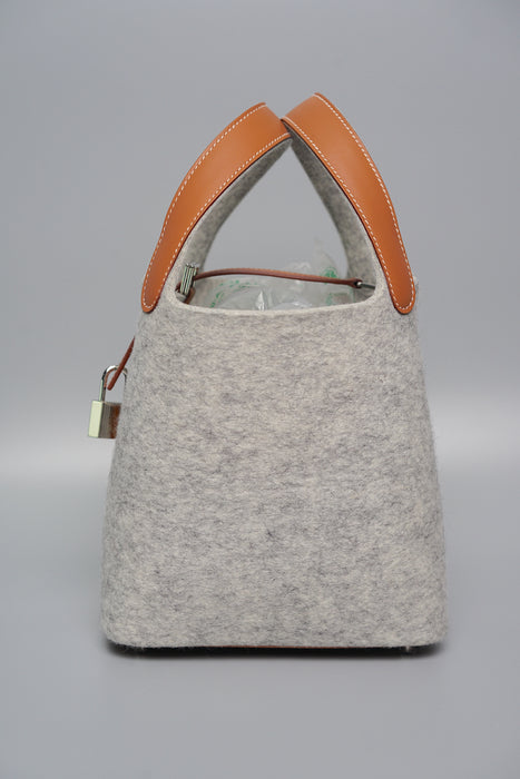 Hermes Picotin 18 in Gris Clair Felt/Gold (Brand New)