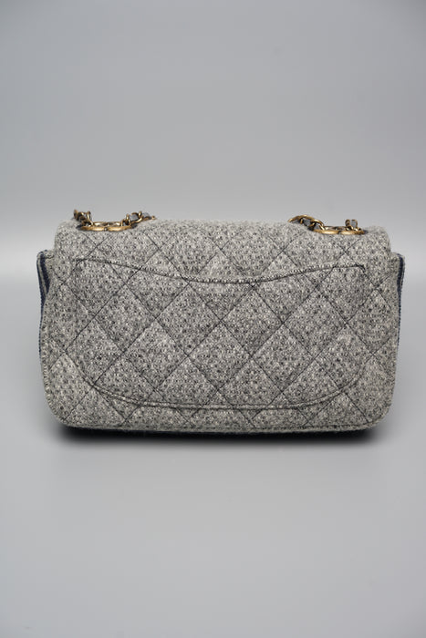 Chanel Tweed Mini Rectangular Flap in Grey/Navy