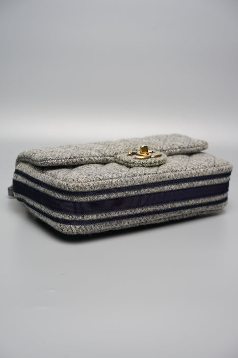 Chanel Tweed Mini Rectangular Flap in Grey/Navy