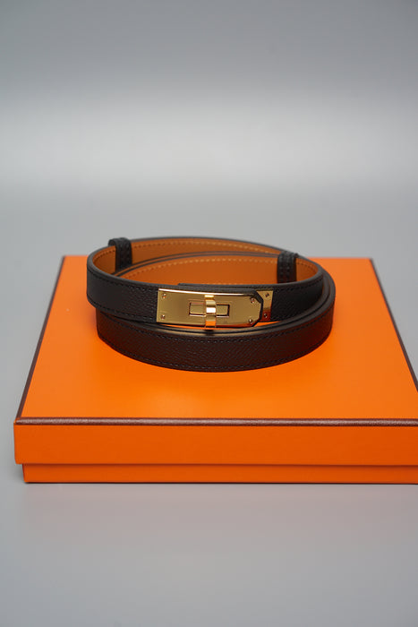 Hermes Kelly 18 Belt in Black Ghw (Brand New)