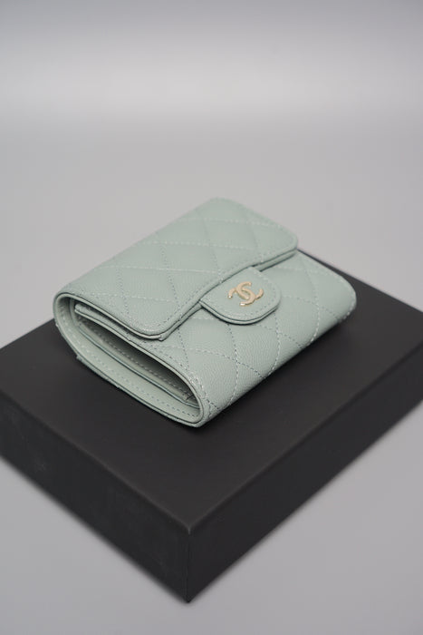 Chanel 23C Classic Flap Wallet in Cloud Blue Caviar (Brand New)